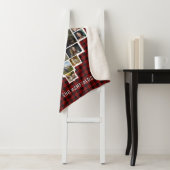 ファミリーフォトコラージュハート25写真名レッドプレイド シェルパブランケット (インサイチュ)