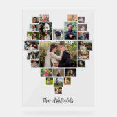 ファミリーフォトコラージュハート25写真名前をカスタムする アクリルサイン (正面)