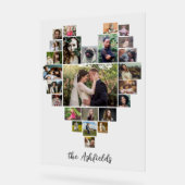 ファミリーフォトコラージュハート25写真名前をカスタムする アクリルサイン (傾斜)