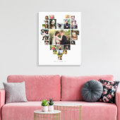 ファミリーフォトコラージュハート25写真名白 キャンバスプリント (インサイチュ (リビング))