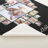 ファミリーフォトコラージュハート25写真名黒 シェルパブランケット (3/4)