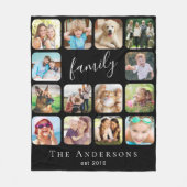 ファミリーフォトコラージュパーソナライズされたブラック フリースブランケット (正面)