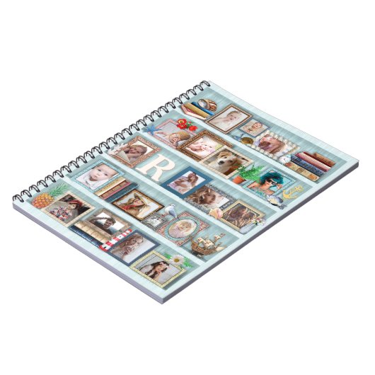 ファミリーフォトコラージュビーチ本パーソナライズされた箱 ノートブック (左側)