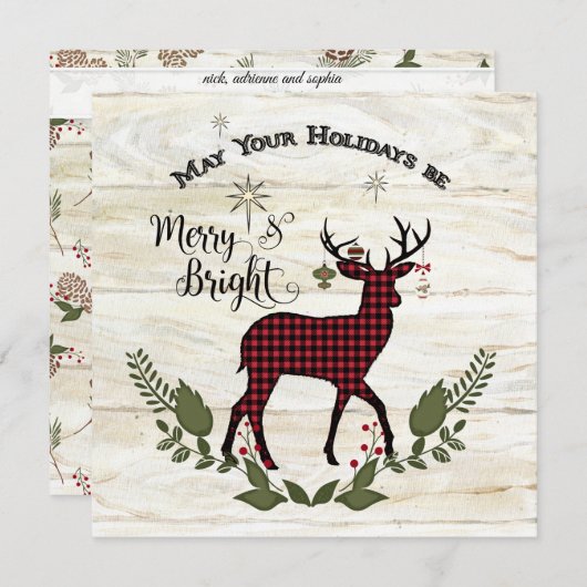 ファミリーフォトコラージュファームハウスクリスマスリース シーズンカード (正面/裏面)