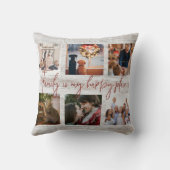 ファミリーフォトコラージュファームハウス素朴タイポグラフィ クッション (裏面)