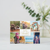 ファミリーフォトコラージュフェリズナビダッドクリスマス シーズンポストカード (スタンド正面)