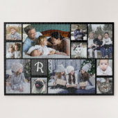 ファミリーフォトコラージュブモノグラムのラック11写真 ジグソーパズル (横)