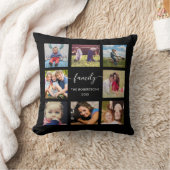 ファミリーフォトコラージュブラックカスタム装飾用クッション クッション (ブランケット)