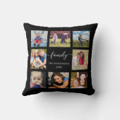 ファミリーフォトコラージュブラックカスタム装飾用クッション クッション (裏面)