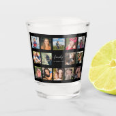 ファミリーフォトコラージュブラックカスタム ショットグラス (正面)