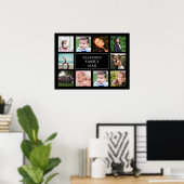 ファミリーフォトコラージュブラックカスタム ポスター (ホームオフィス)