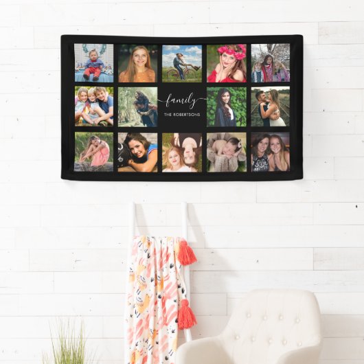 ファミリーフォトコラージュブラックカスタム 横断幕 (インサイチュ)