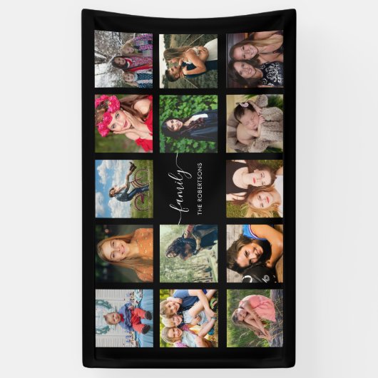 ファミリーフォトコラージュブラックカスタム 横断幕 (縦)