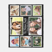 ファミリーフォトコラージュブラック フリースブランケット (正面)