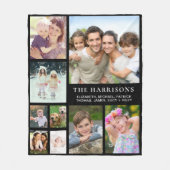 ファミリーフォトコラージュブラック フリースブランケット (正面)