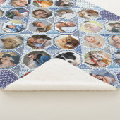 ファミリーフォトコラージュブルーキルトルック35写真Lg Sm シェルパブランケット (3/4)