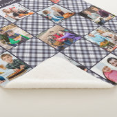 ファミリーフォトコラージュブルーパーソナライズされたグレープレイド シェルパブランケット (3/4)