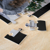 ファミリーフォトコラージュモノグラムのブラック10写真 ジグソーパズル (側面)