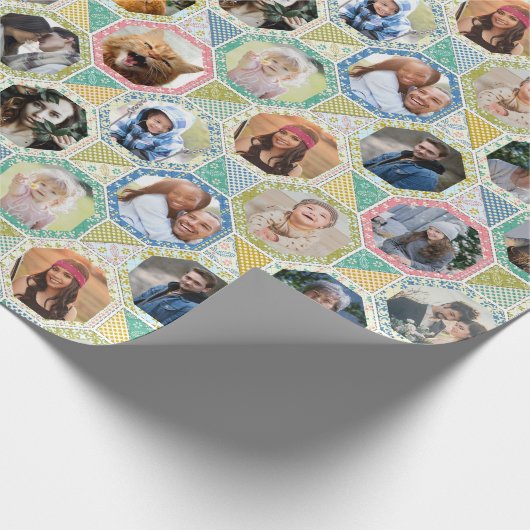 ファミリーフォトコラージュライトキルトルック28写真簡単 ラッピングペーパー (角)