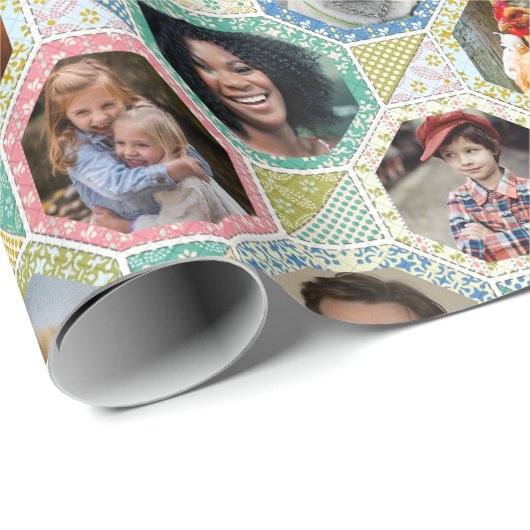 ファミリーフォトコラージュライトキルトルック28写真簡単 ラッピングペーパー (ロールコーナー)