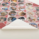 ファミリーフォトコラージュレッドキルトルック35写真Lg SM シェルパブランケット (3/4)