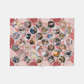 ファミリーフォトコラージュレッドキルトルック35写真Lg SM フリースブランケット (正面(横))