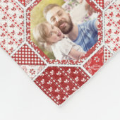 ファミリーフォトコラージュレッドキルトルック35写真Lg SM フリースブランケット (角)