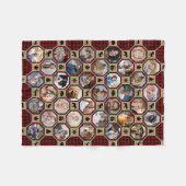 ファミリーフォトコラージュレッドバッファロープレイドキルトLG SM フリースブランケット (正面(横))