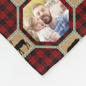 ファミリーフォトコラージュレッドバッファロープレイドキルトLG SM フリースブランケット (角)