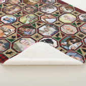 ファミリーフォトコラージュレッドブラックバッファロープレイドキルト シェルパブランケット (3/4)