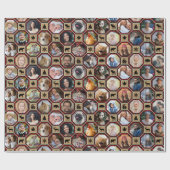 ファミリーフォトコラージュレッドブラックバッファロープレイドキルト ラッピングペーパー (フラット)