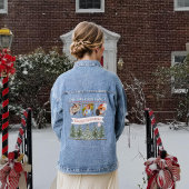 ファミリーフォトコラージュレトロヴィンテージメリークリスマス デニムジャケット