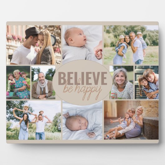 ファミリーフォトコラージュ信じ引用文と10写真 フォトプラーク (正面)