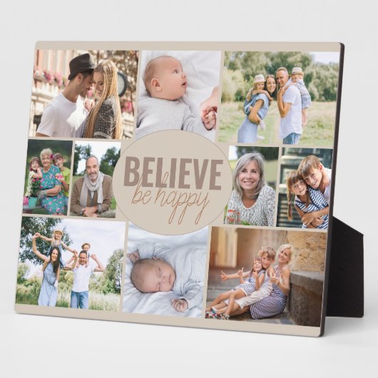 ファミリーフォトコラージュ信じ引用文と10写真 フォトプラーク (側面)