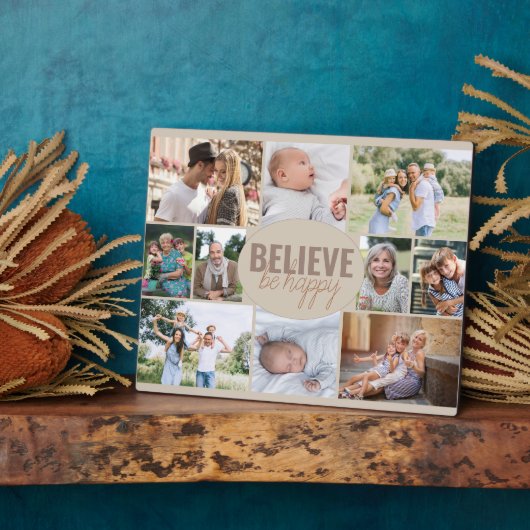ファミリーフォトコラージュ信じ引用文と10写真 フォトプラーク (側面)