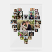 ファミリーフォトコラージュ名前をカスタムするインハート25写真 アクリルサイン (正面)