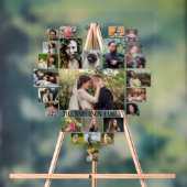 ファミリーフォトコラージュ名前をカスタムするインハート25写真 アクリルサイン (ニュートラル)