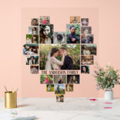 ファミリーフォトコラージュ名前をカスタムするインハート25写真 アクリルサイン (ウェディング)
