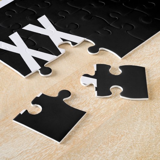 ファミリーフォトコラージュ名前をカスタムする簡単白黒 ジグソーパズル (側面)