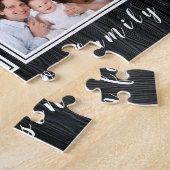 ファミリーフォトコラージュ名前をカスタムする モダン ジグソーパズル (側面)