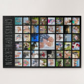 ファミリーフォトコラージュ名（黒） ジグソーパズル (横)