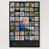 ファミリーフォトコラージュ名（黒） ジグソーパズル (縦)