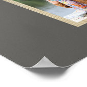 ファミリーフォトコラージュ木材ルックフレームウォームグレー ポスター (角)