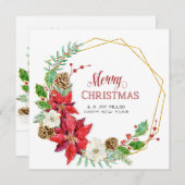 ファミリーフォトコラージュ水彩幾何学的フローラ シーズンカード (正面/裏面)