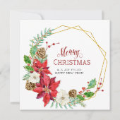 ファミリーフォトコラージュ水彩幾何学的フローラ シーズンカード (正面)