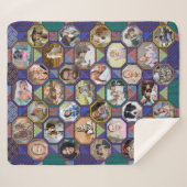 ファミリーフォトコラージュ簡単ダークキルトルック35写真 シェルパブランケット (正面(横))