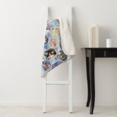 ファミリーフォトコラージュ簡単ブルーキルトルック35写真 シェルパブランケット (インサイチュ)