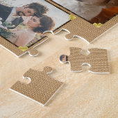 ファミリーフォトコラージュ素朴バーラップ13カスタム写真 ジグソーパズル (側面)