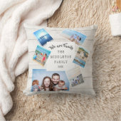 ファミリーフォトコラージュ素朴木材の散乱 クッション (ブランケット)
