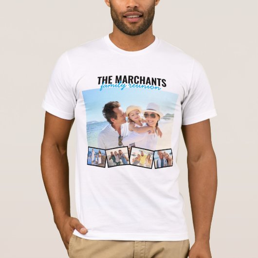 ファミリーフォトコラージュ編集可能懇親会 パーソナライズされた Tシャツ (正面)